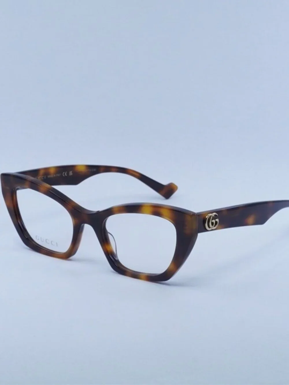 Gucci GG1334O 002 Eyeglasses Medium Havana 52mm Cat Eye Frame